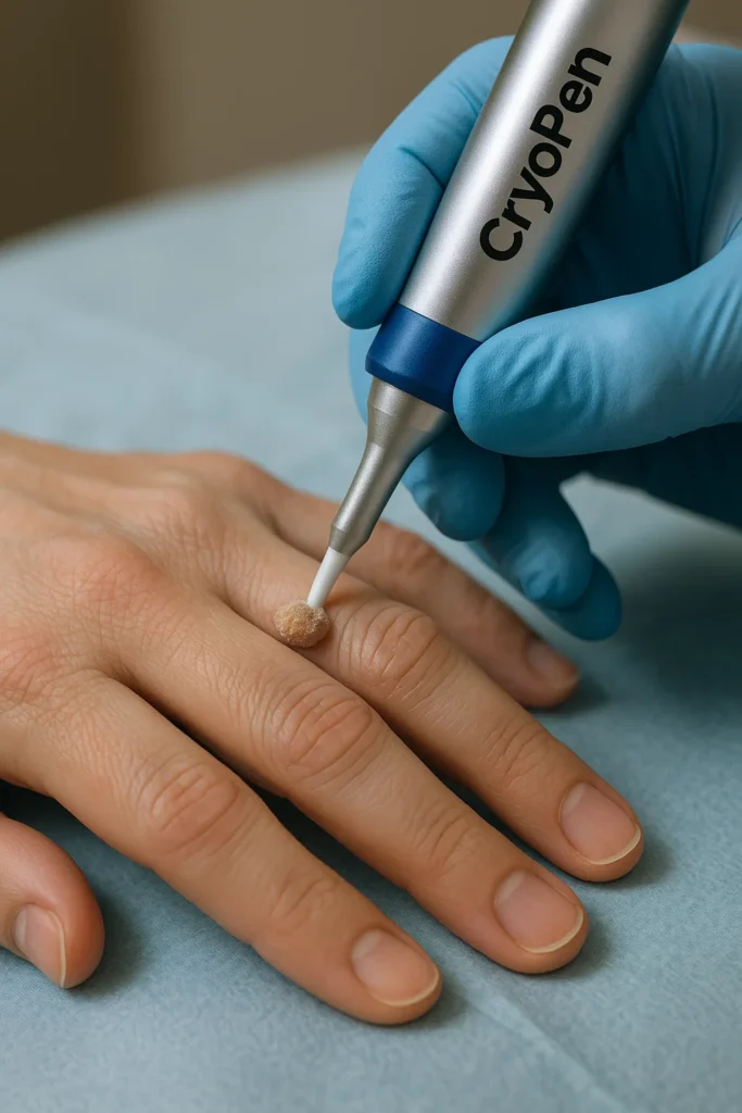 example of cryopen wart removal Ellesmere Port treatment on a persons finger