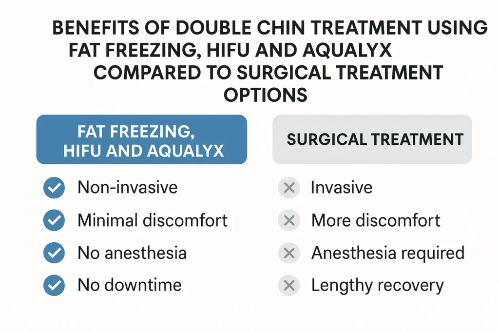 Graphic about the benefits of double chin treatment Ellesmere Port - from LA LIPO