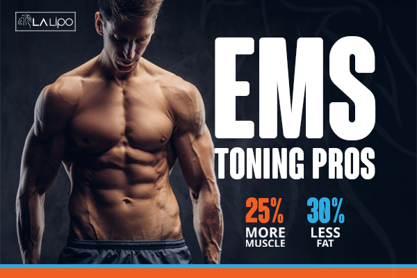 Graphic of man with toned body showing the benefits of LA-EMS Body Sculpting Ellesmere Port treatment